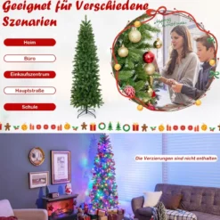Künstlicher Weihnachtsbaum mit warmweißen & mehrfarbigen LED-Lichtern und 648 dichte Zweigspitzen 180 cm