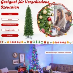 Künstlicher Weihnachtsbaum mit Warmweißen & Mehrfarbigen LED-Lichtern und 796 Dichte Zweigspitzen 225 cm