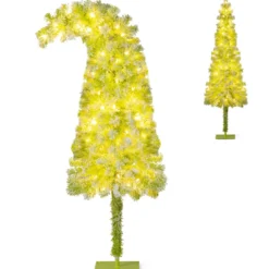 Künstlicher Weihnachtsbaum mit Beleuchtung und Schnee 150 cm Tannenbaum mit biegbarer Spitze