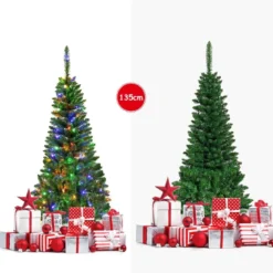 Künstlicher Weihnachtsbaum mit 226 Zweigen und 150 Bunten LED-Lichtern 135 cm