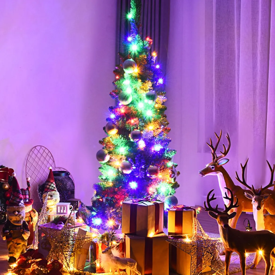 Künstlicher Weihnachtsbaum mit 226 Zweigen und 150 Bunten LED-Lichtern 135 cm