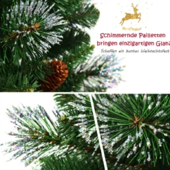 Künstlicher Weihnachtsbaum mit Kiefernzapfen & Roten Beeren 120 cm
