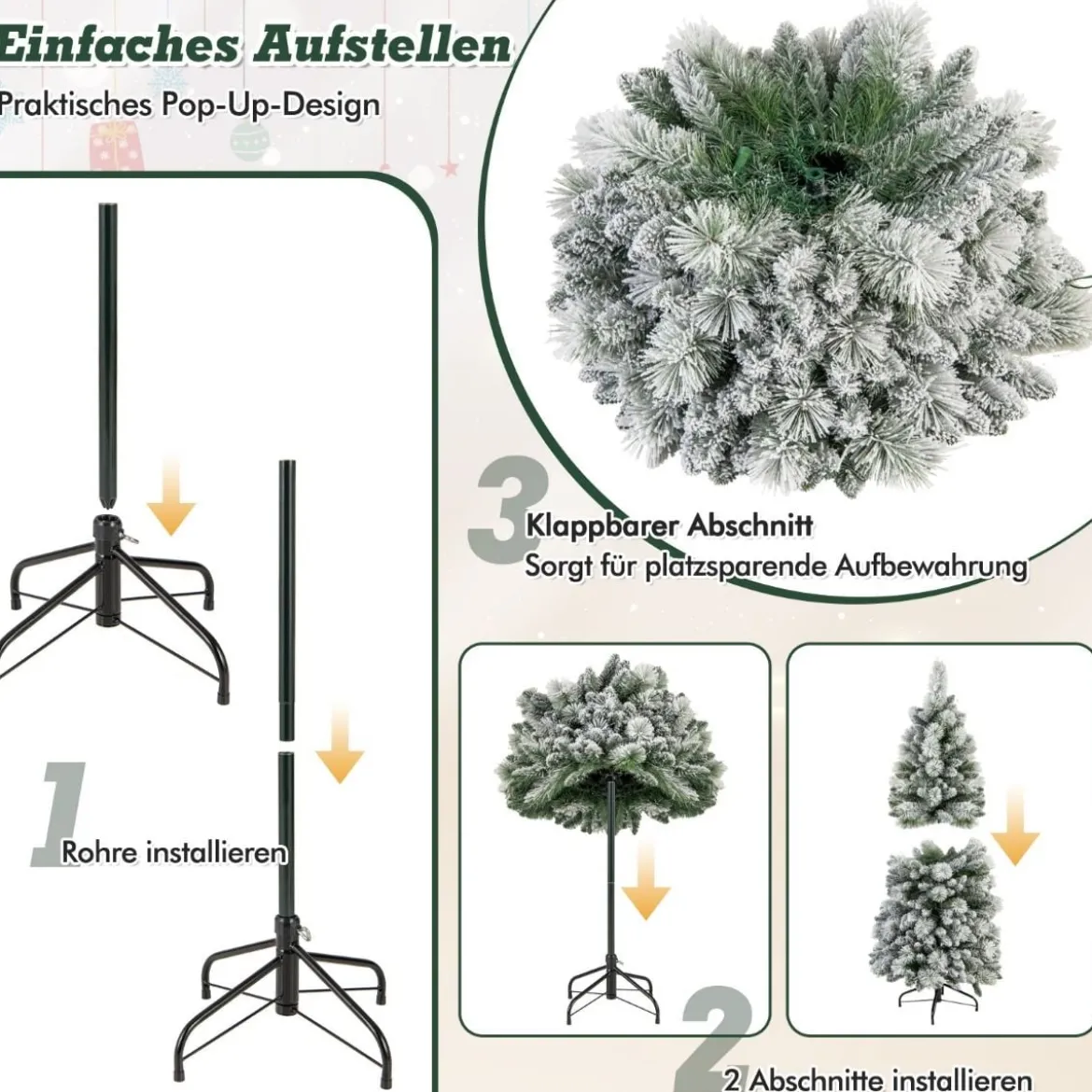 Künstlicher Weihnachtsbaum mit Beleuchtung Festbaum Kunstbaum für Zuhause Grün