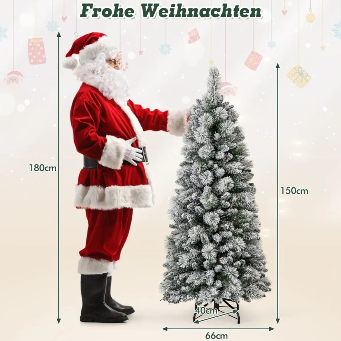 Künstlicher Weihnachtsbaum mit Beleuchtung Festbaum Kunstbaum für Zuhause Grün