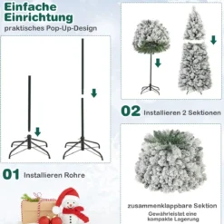 Künstlicher Weihnachtsbaum mit Beleuchtung Festbaum Kunstbaum für Zuhause Grün