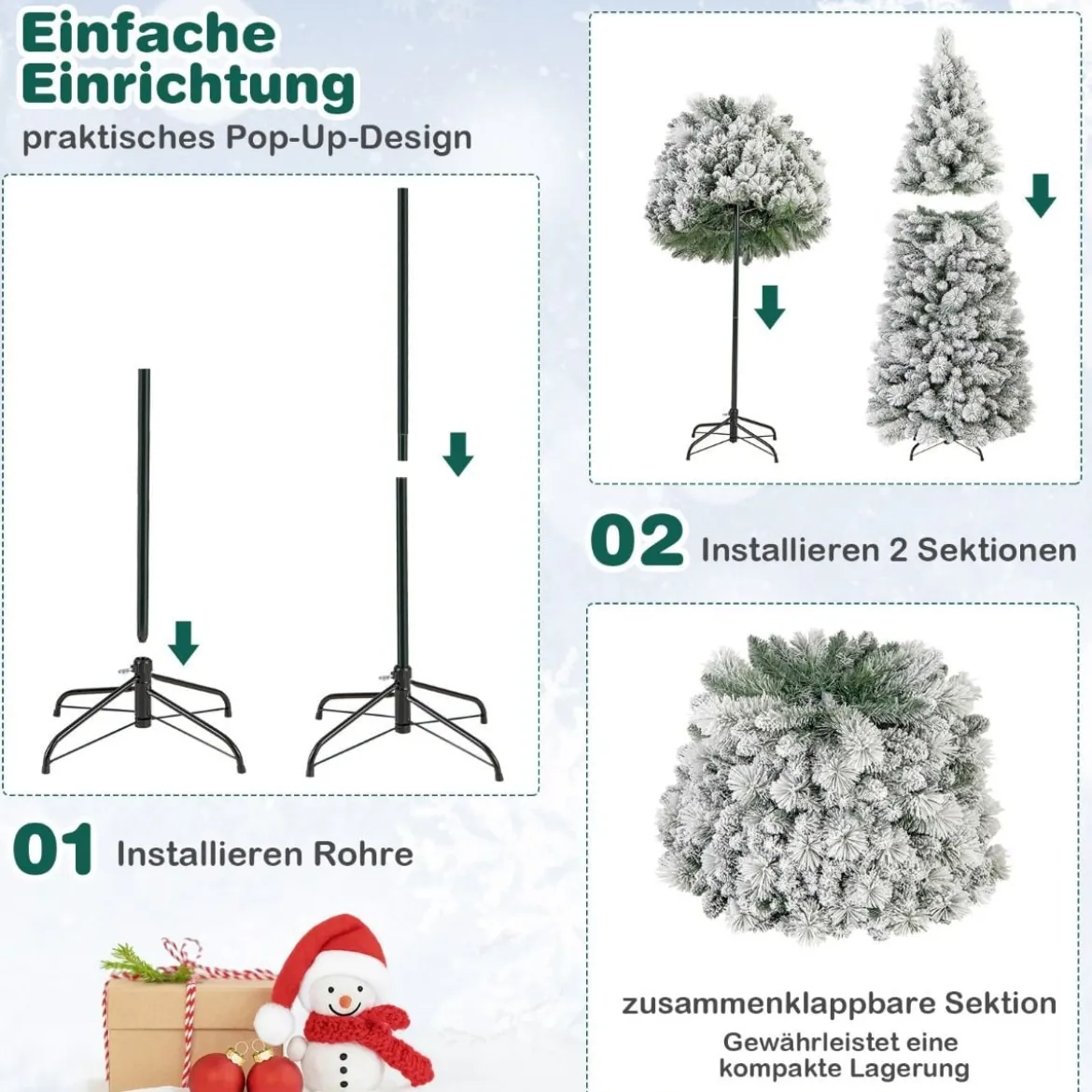 Künstlicher Weihnachtsbaum mit Beleuchtung Festbaum Kunstbaum für Zuhause Grün