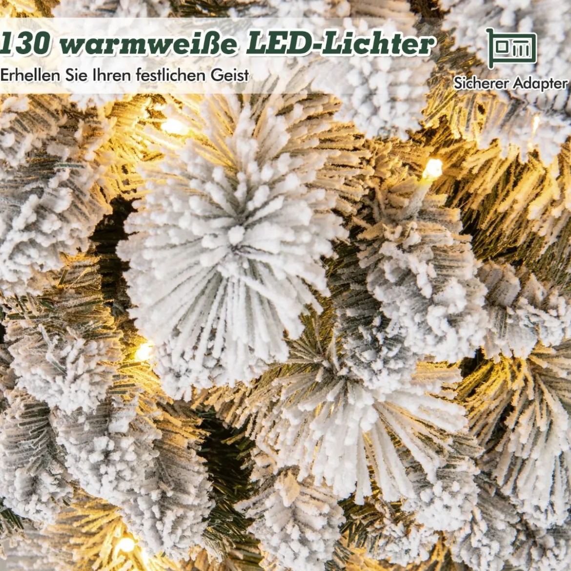 Künstlicher Weihnachtsbaum mit Beleuchtung Festbaum Kunstbaum für Zuhause Grün