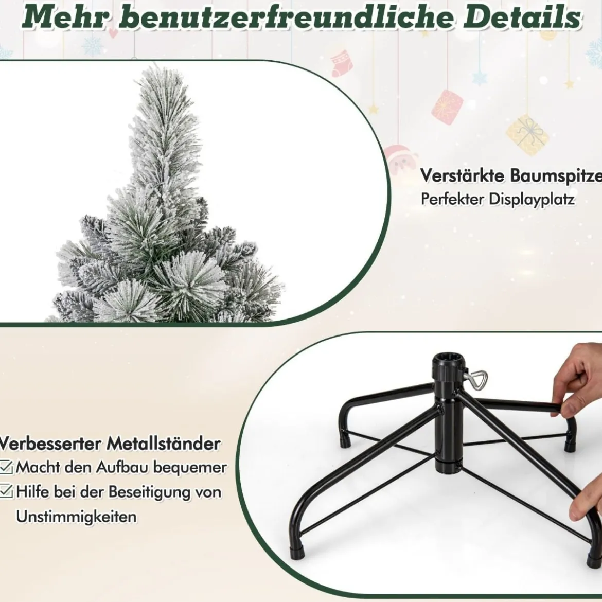 Künstlicher Weihnachtsbaum mit Beleuchtung Festbaum Kunstbaum für Zuhause Grün