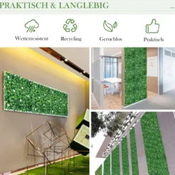 Künstliches Pflanzenwand Hecke Efeublättern Sichtschutz Heckenpflanze Windschutz Grüne Hecke 50 x 50 cm