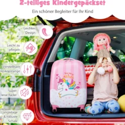 Kofferset 2 tlg Einhorn 16'' Kinderkoffer + 12'' Rucksack Rosa