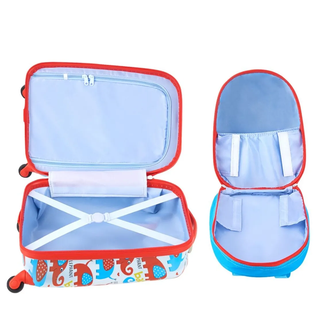 Kofferset 2 tlg Elefant 16'' Kinderkoffer + 12'' Rucksack Farbig