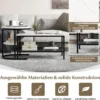 Kombinierbare Couchtische 2-teiliges Kaffeetisch-Set mit Kunstmarmorplatte Weiß und Schwarz