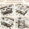 Kombinierbare Couchtische 2-teiliges Kaffeetisch-Set mit Kunstmarmorplatte Schwarz