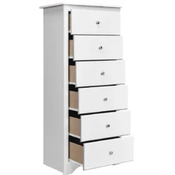 Kommode aus Massivholz mit 6 Schubladen & Rücklaufsperre & Metallknäufen Schubladenschrank