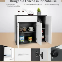 Kommode Küche Buffetschrank mit Schublade Küchenschrank mit verstellbarem Regal 88 x 40 x 80 cm