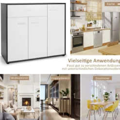 Kommode Küche Buffetschrank mit Schublade Küchenschrank mit verstellbarem Regal 88 x 40 x 80 cm