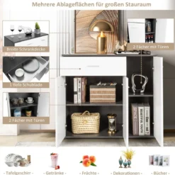 Kommode Küche Buffetschrank mit Schublade Küchenschrank mit verstellbarem Regal 88 x 40 x 80 cm