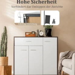 Kommode Küche Buffetschrank mit Schublade Küchenschrank mit verstellbarem Regal 88 x 40 x 80 cm