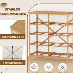 Kommode mit 8 Abnehmbaren Stoffschubladen & Bambusrahmen Schubladenschrank