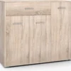 Kommode mit Schublade Holzschrank mit Verstellbaren Einlegeböden 90 x 29 x 82 cm Natur