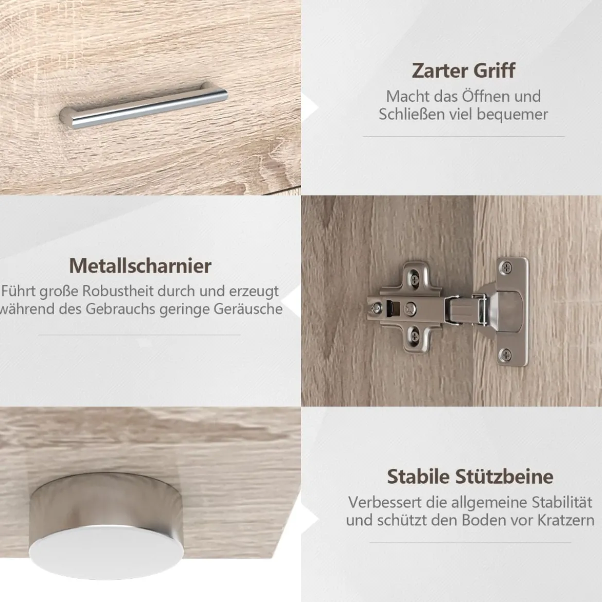 Kommode mit Schublade Holzschrank mit Verstellbaren Einlegeböden 90 x 29 x 82 cm Natur