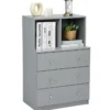 Kommode mit 3 Schubladen & 2 Fächern Sideboard aus Holz mit Kippsicherung 60 x 40 x 94 cm Grau