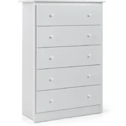 Kommode mit 5 Schubladen Holz Sideboard Modern Schubladenschrank 80 x 40 x 115 cm Weiß
