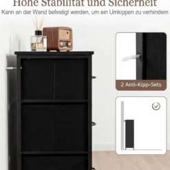 Kommode mit 11 Schubladen Schubladenschrank mit Stoffkommode & Metallrahmen & Holzoberfläche