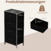 Kommode mit 4 Schubladen Schubladenschrank mit Holzplatte Sideboard mit robuster Metallrahmen Schwarz