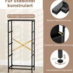 Kommode mit 4 Schubladen Schubladenschrank mit Holzplatte Sideboard mit robuster Metallrahmen Schwarz