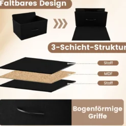 Kommode mit 4 Schubladen Schubladenschrank mit Holzplatte Sideboard mit robuster Metallrahmen Schwarz