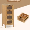 Kommode mit 4 Schubladen Sideboard aus Bambus & Gehärtetes Glas Natur 40 x 40 x 97 cm