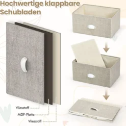 Kommode mit 4 Schubladen Stoffkommode mit Metallgestell & Tischplatte 45 x 30 x 94 cm