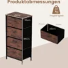 Kommode mit 4 Stoff Schubladen & Holzplatte & Metallrahmen Schubladenschrank Braun