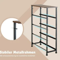 Kommode mit 4 Stoffschubladen Stoffkommode Schmal mit Holzoberseite 20 x 48 x 76 cm