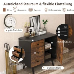 Kommode mit Tür & 3 Schubladen & Verstellbarem Regal & Kippschutz Sideboard 73 x 40 x 76,5 cm
