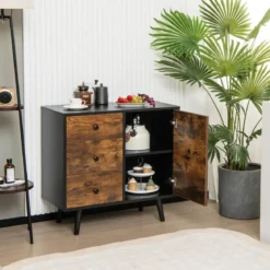 Kommode mit Tür & 3 Schubladen & Verstellbarem Regal & Kippschutz Sideboard 73 x 40 x 76,5 cm