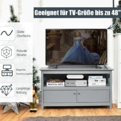 Kommode TV-Kommode für Fernseher 112 x 40 x 61 cm Grau
