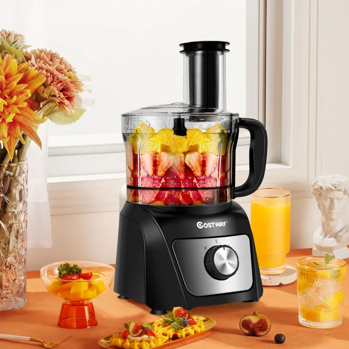kompakte Küchenmaschine Standmixer Zerkleinerer 500W 1500ml ideal zum Zerkleinern Schneiden Schreddern Entsaften