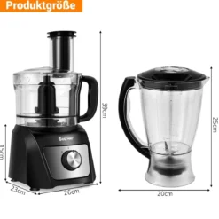 kompakte Küchenmaschine Standmixer Zerkleinerer 500W 1500ml ideal zum Zerkleinern Schneiden Schreddern Entsaften