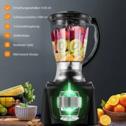 kompakte Küchenmaschine Standmixer Zerkleinerer 500W 1500ml ideal zum Zerkleinern Schneiden Schreddern Entsaften