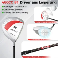 Komplettes Golfschläger-Set Rechtshändig für Damen Golfschlägersätze mit Tragetasche Rot