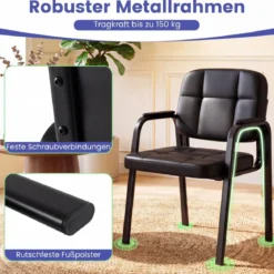 Konferenzstühle mit Gepolsterten Armlehnen Bürostühle Besucherstühle Schwarz