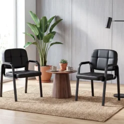 Konferenzstühle mit Gepolsterten Armlehnen Bürostühle Besucherstühle Schwarz