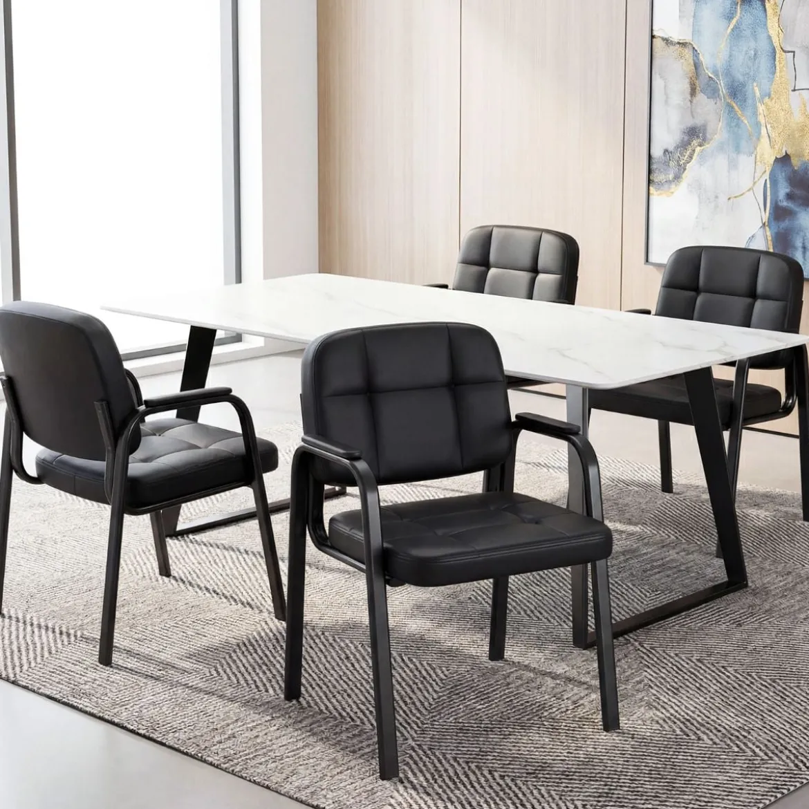 Konferenzstühle mit Gepolsterten Armlehnen Bürostühle Besucherstühle Schwarz