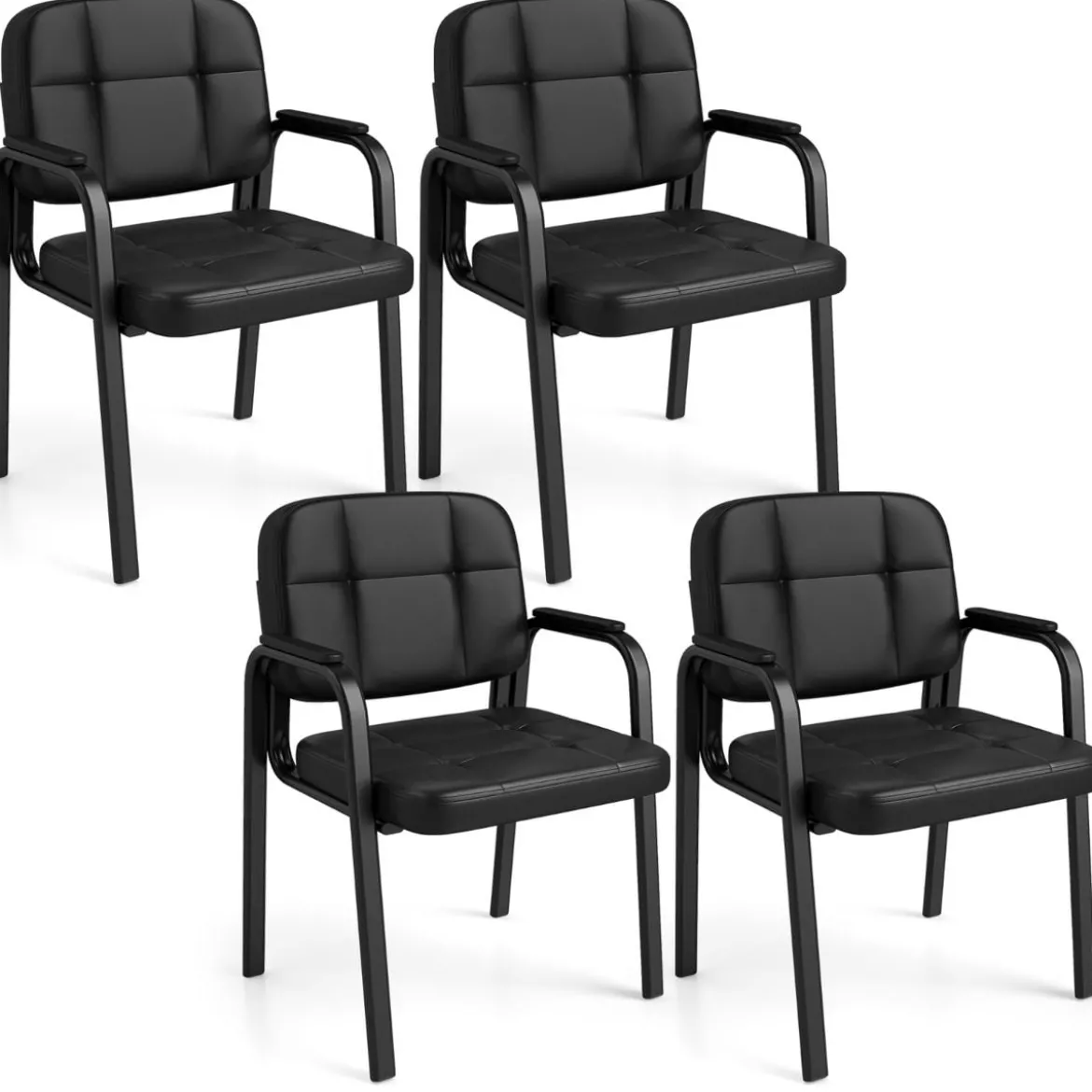 Konferenzstühle mit Gepolsterten Armlehnen Bürostühle Besucherstühle Schwarz