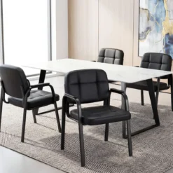 Konferenzstühle mit Gepolsterten Armlehnen Bürostühle Besucherstühle Schwarz