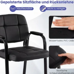 Konferenzstühle mit Gepolsterten Armlehnen Bürostühle Besucherstühle Schwarz