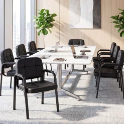 Konferenzstühle mit Gepolsterten Armlehnen Bürostühle Besucherstühle Schwarz