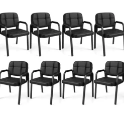 Konferenzstühle mit Gepolsterten Armlehnen Bürostühle Besucherstühle Schwarz